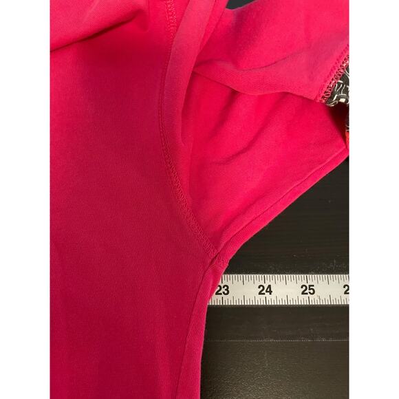 Vintage Womens Sweatshirt Medium Fuschia Abstract Print Mock Neck Wacky Artsy - Picture 4 of 6